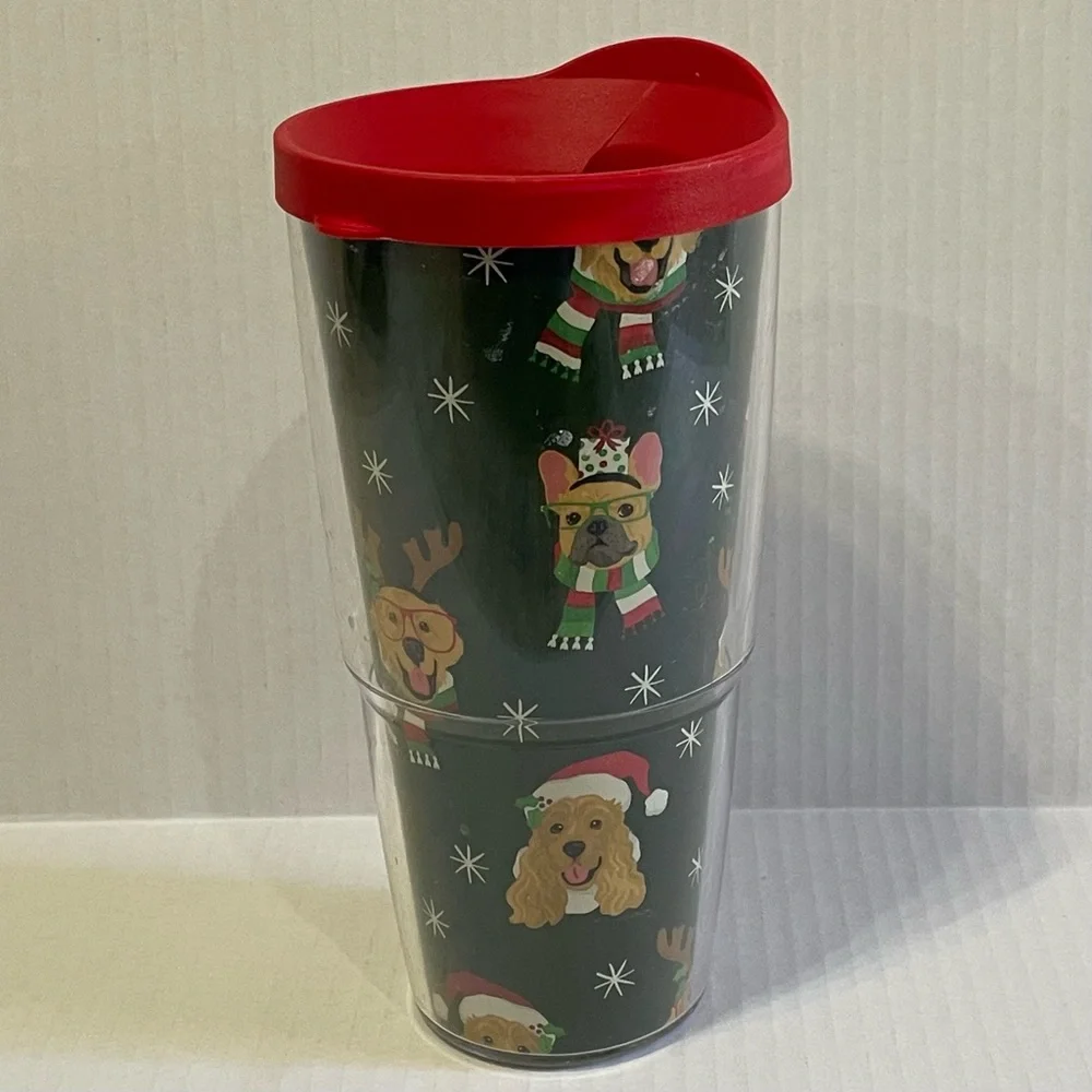 TERVIS Christmas Dogs Double Walled 24 oz Insulated Tumbler with Red Lid - Picture 2 of 4